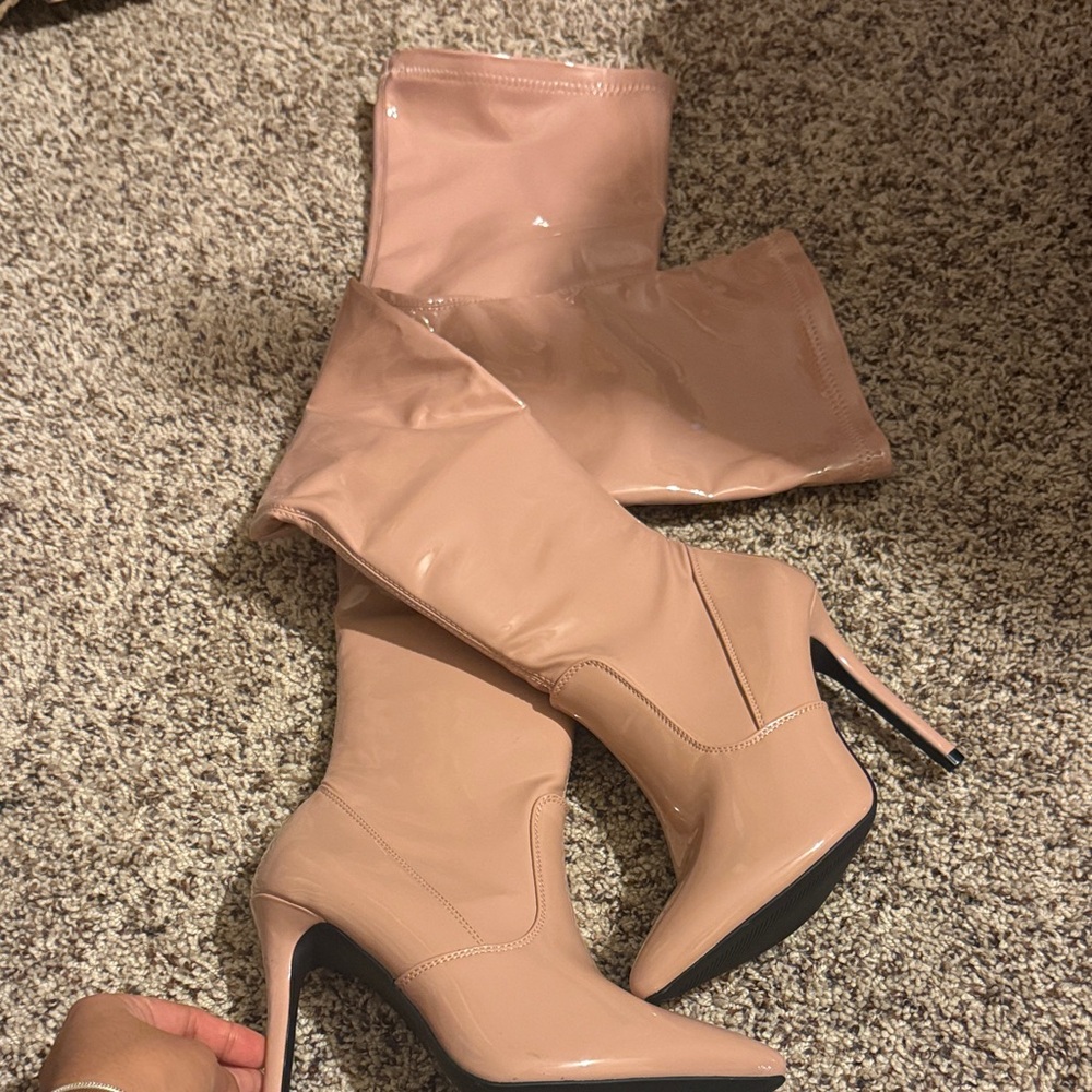 Elegant Nude Stiletto thigh high Boots